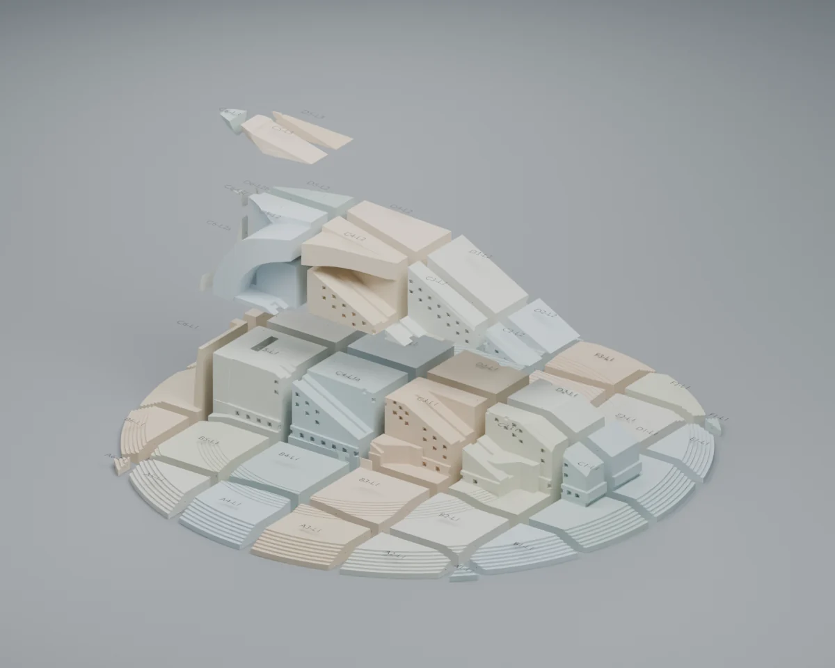 Model vanjskog promjera 120 cm, razdijeljen po poljima i visini za ispis i lijepljenje.